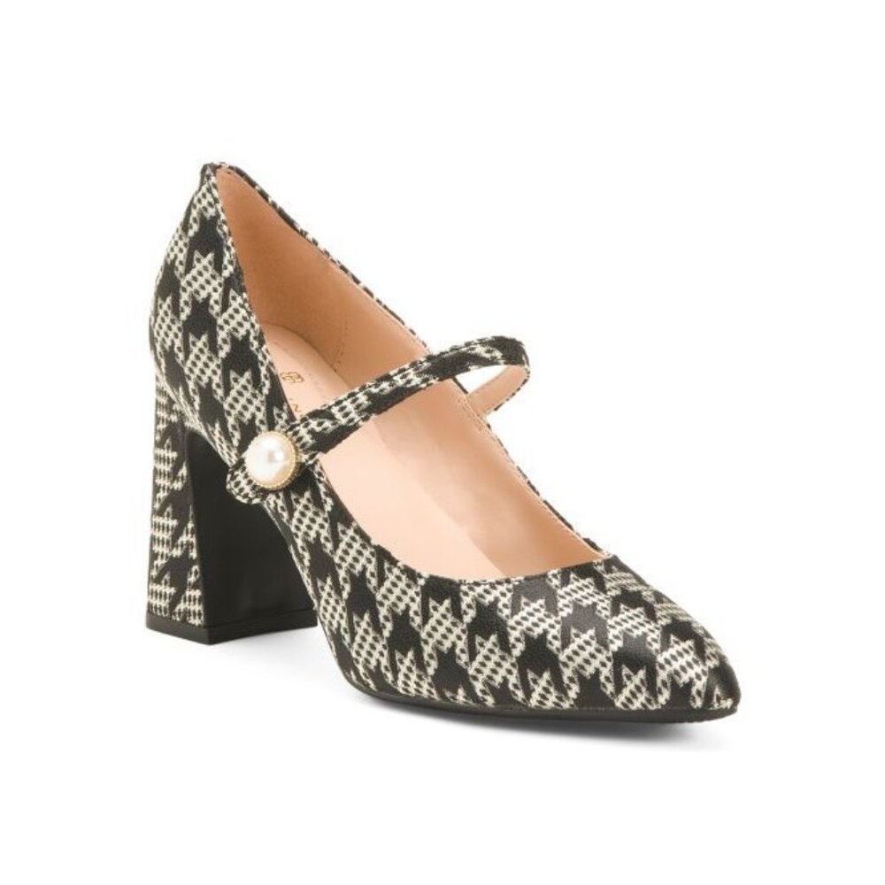 Bandolino Women's Kirsten Mary Jane Pumps - Black, White Houndstooth - Textile